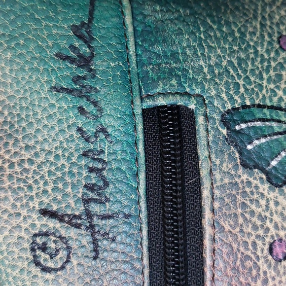 Anuschka Hand Painted Genuin Leather Hobo Shoulder Bag in Paisley Floral Print . - Picture 6 of 16